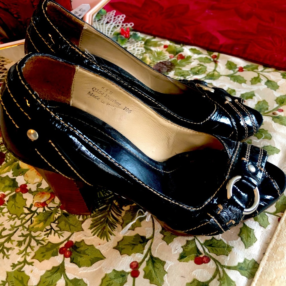 Coach Black Peep Toe Heels